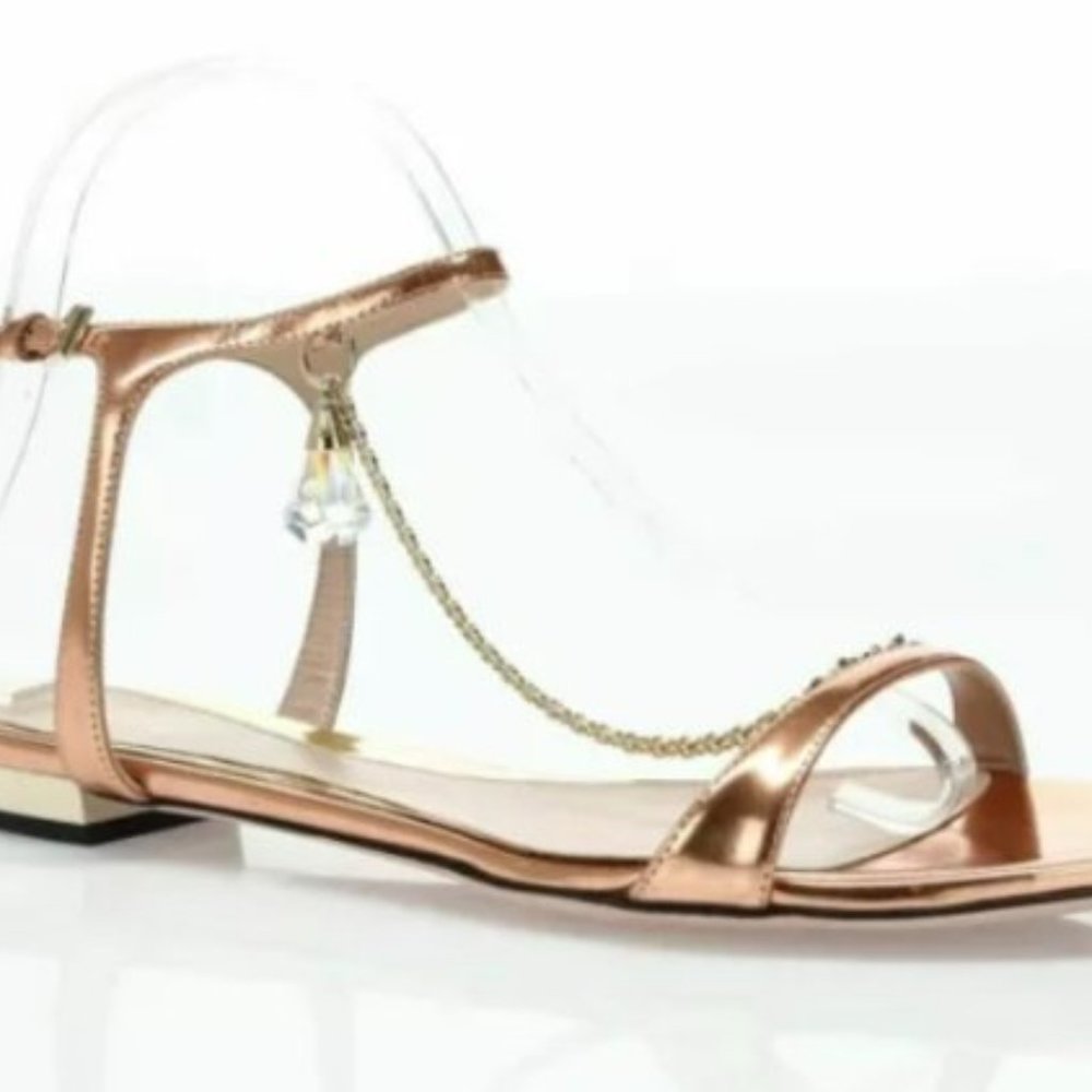 Rose gold luxury Italian leather sandals, Euro size 39, US size 7.5 - 8.5, LIKE